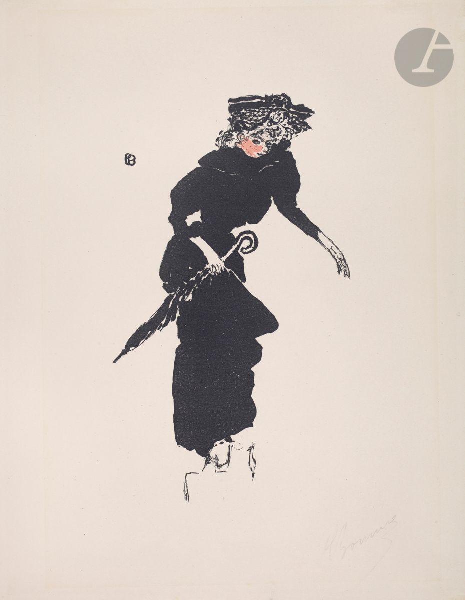 *PIERRE BONNARD (1867-1947
) Woman with an umbrella. 1895. Lithograph. 125 x 220 [245 x 318]. Bouvet 33, printed in colors. Very nice and fresh proof on ivory vellum, signed in pencil, from the edition at 110 proofs for the Album de la Revue blanche. All margins. 


All lots in this sale are subject to an additional 5.5% temporary import tax.
In the event of re-exportation outside the European Union, these charges may be refunded to the buyer.




