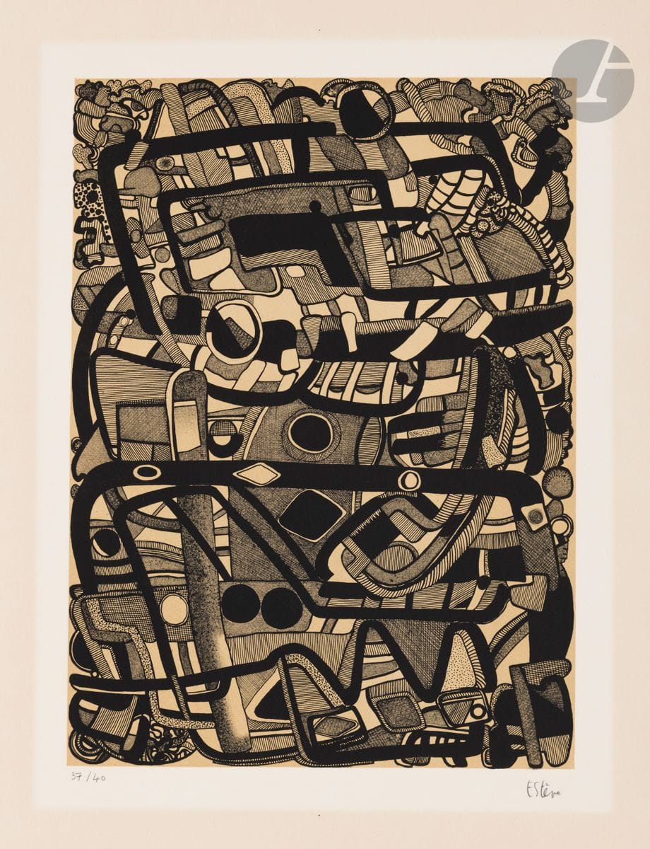 Maurice Estève (1904-2001)
Otochiné. 1972. 
Lithographie. 65 x 50 cm. Prudhomme-Estève et Moestrup 59. Impression en couleurs. 
Belle épreuve sur vélin blanc, numérotée et signée au crayon. Forte oxydation des marges sous le passe-partout. Toutes marges. Tirage à 40 épreuves. A. Mazo éd.