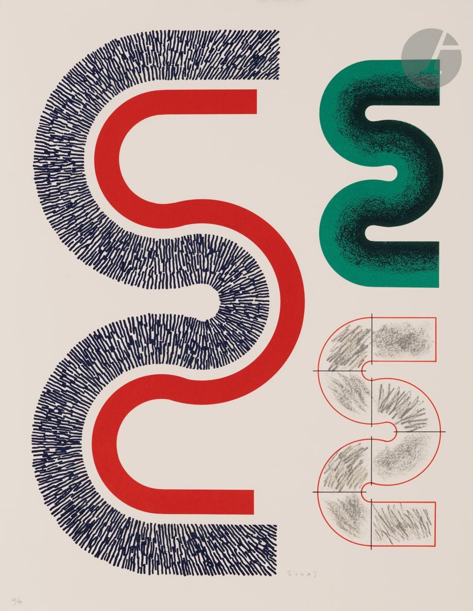 Kumi Sugai (japonais, 1919-1996)
S 3. 1990. 
Lithographie. 65 x 50 cm. Impression en couleurs. 
Parfaite épreuve sur vélin, numérotée et signée au crayon. Toutes marges. Tirage à 99 épreuves.