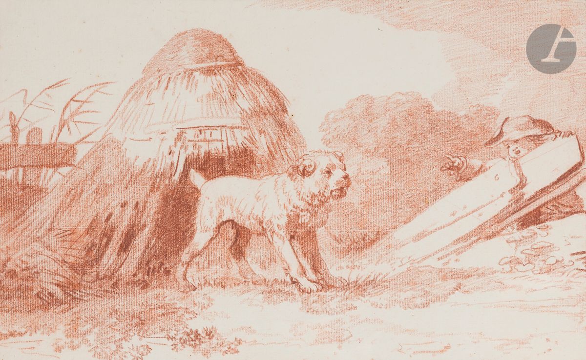 ÉCOLE FRANÇAISE du XVIIIe siècle
À la niche !
Sanguine.
Dans un montage ARD (son cachet sec en bas à droite).
(Très légères rousseurs dans le haut).
23,3 x 37,7 cm