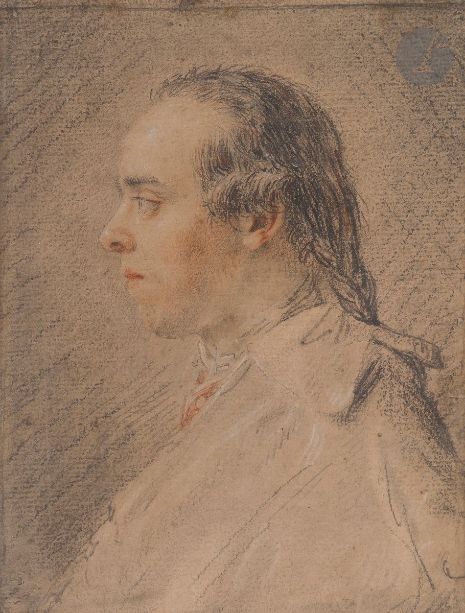 ÉCOLE FRANÇAISE du XVIIIe siècle
Portrait de jeune homme de profil
3 crayons.
15,5 x 11,5 cm