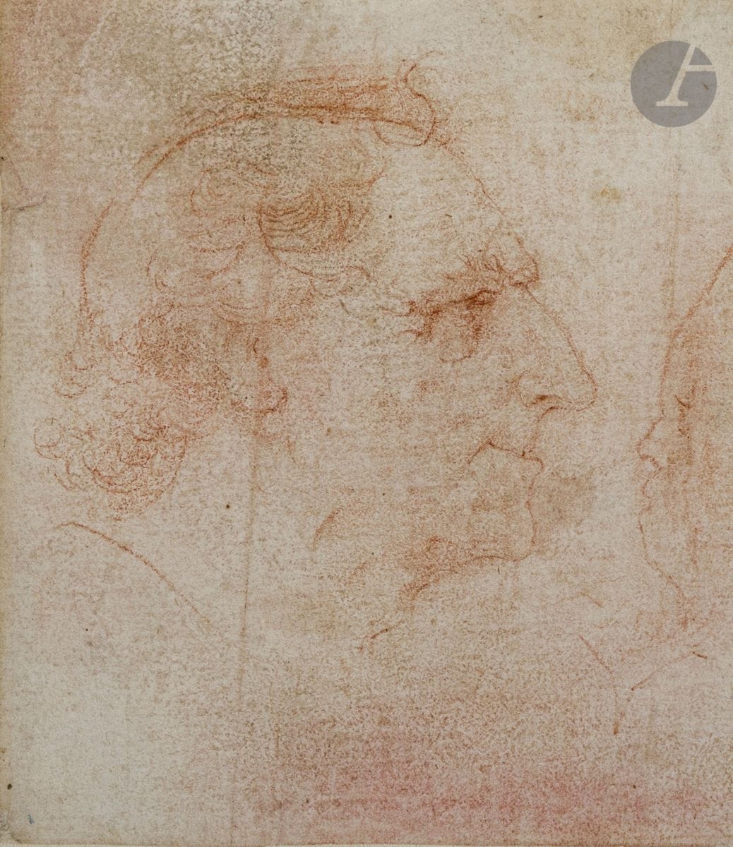 ÉCOLE MILANAISE du XVIe siècle
Étude d’homme de profil
Sanguine.
12,5 x 10,5 cm