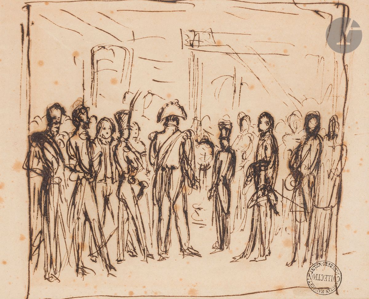 
Atelier de Jean-Antoine GROS, dit Baron Gros (Paris 1771 - Meudon 1835)



Réunion d’État-major



Plume et encre brune.



(Rousseurs).



13,2 x 15,8 cm





Provenance : 



Ancienne collection L. J. A. Coutan, son cachet en bas à droite (Lugt 464).
