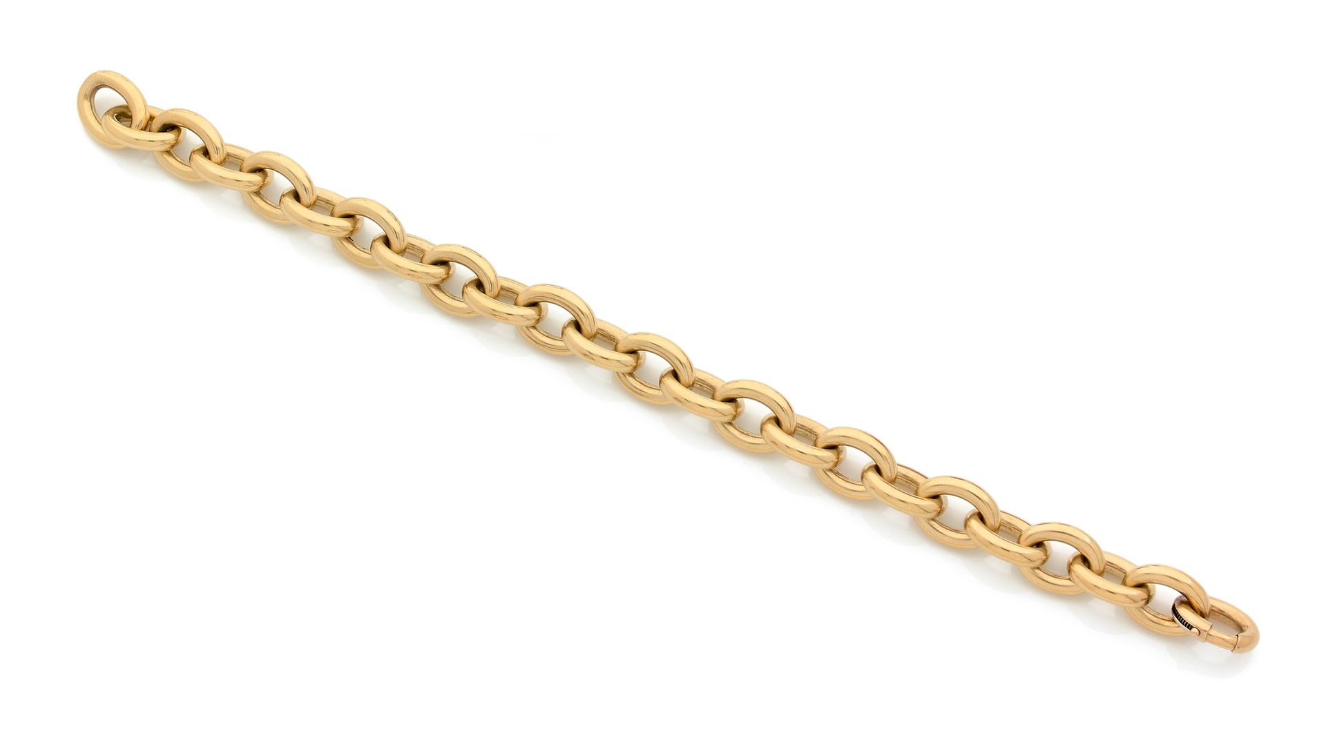 Bracelet en or 18K (750), articulé de maillons ovales. Longueur : 20,5 cm environ. Poids : 29,8 g

A gold bracelet