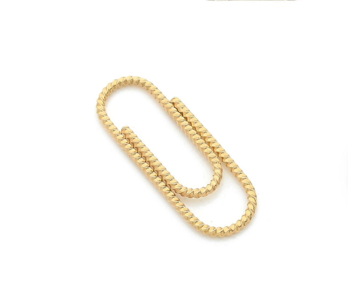 Pince à billets en or 18K (750) torsadé. Longueur : 6 cm environ. Poids : 13,9 g

A wooven gold money clip