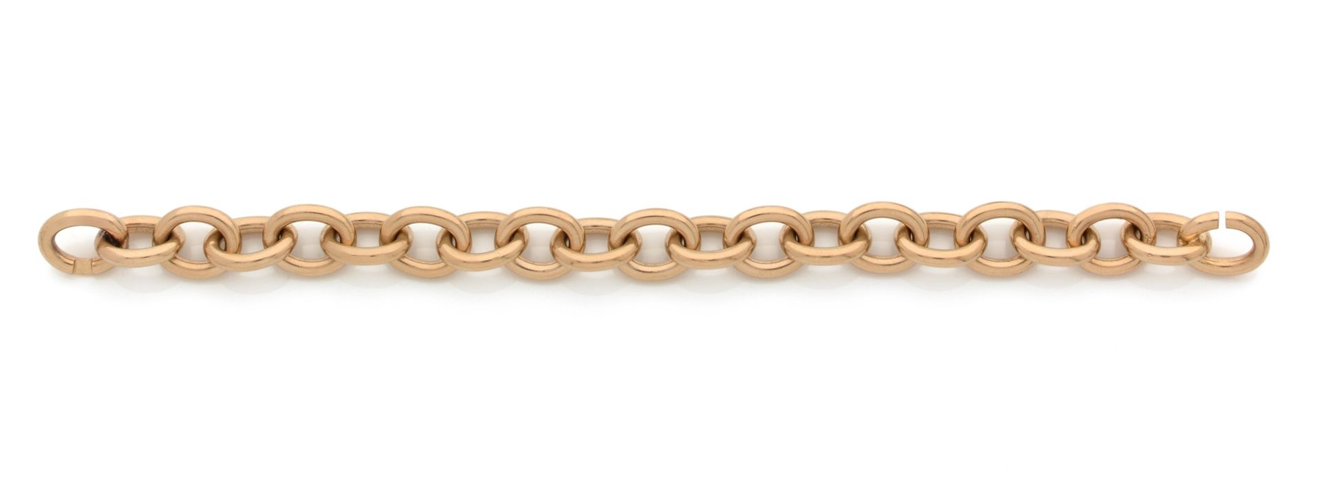 Bracelet en or 18K (750), articulé de maillons ovales. Longueur : 20 cm environ. Poids : 71,7 g

A gold bracelet