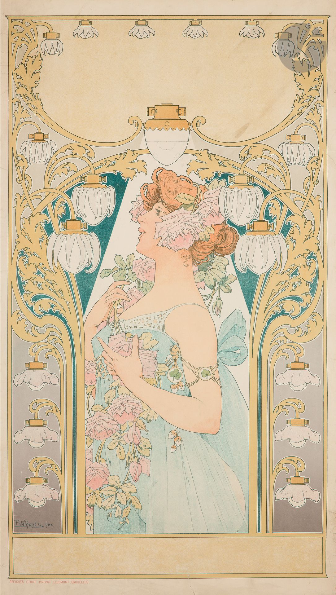 Henri PRIVAT-LIVEMONT (1861-1936)
Le Bec Liais, 1904. (Avant la lettre).
Chromolithographie. Entoilée.
Imp. Affiches d’art Privat-Livemont, Bruxelles.
Signée et datée en bas à gauche.
Très rare. Bon état. Quelques salissures. Déchirures sur les bords.
75 x 42 cm

Bibliographie :
Benoit Schoonbroodt, Privat-Livemont, entre tradition et modernité, Éd. Racine, Bruxelles, 2007, p. 125, n° 42.