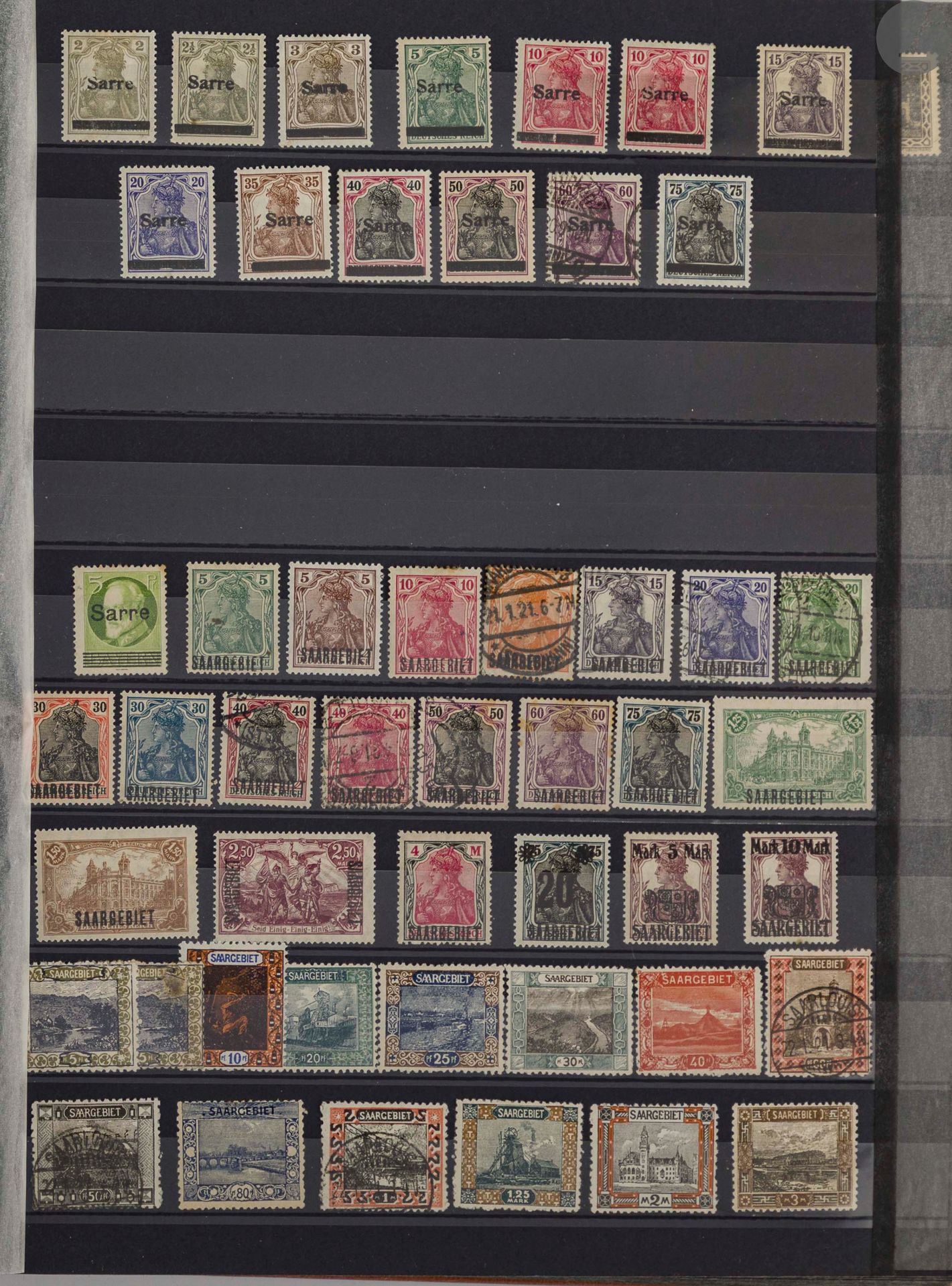 Deux albums Allemagne avant-guerre et RFA et Sarre dont années 50, neufs et oblitérés, forte cote.