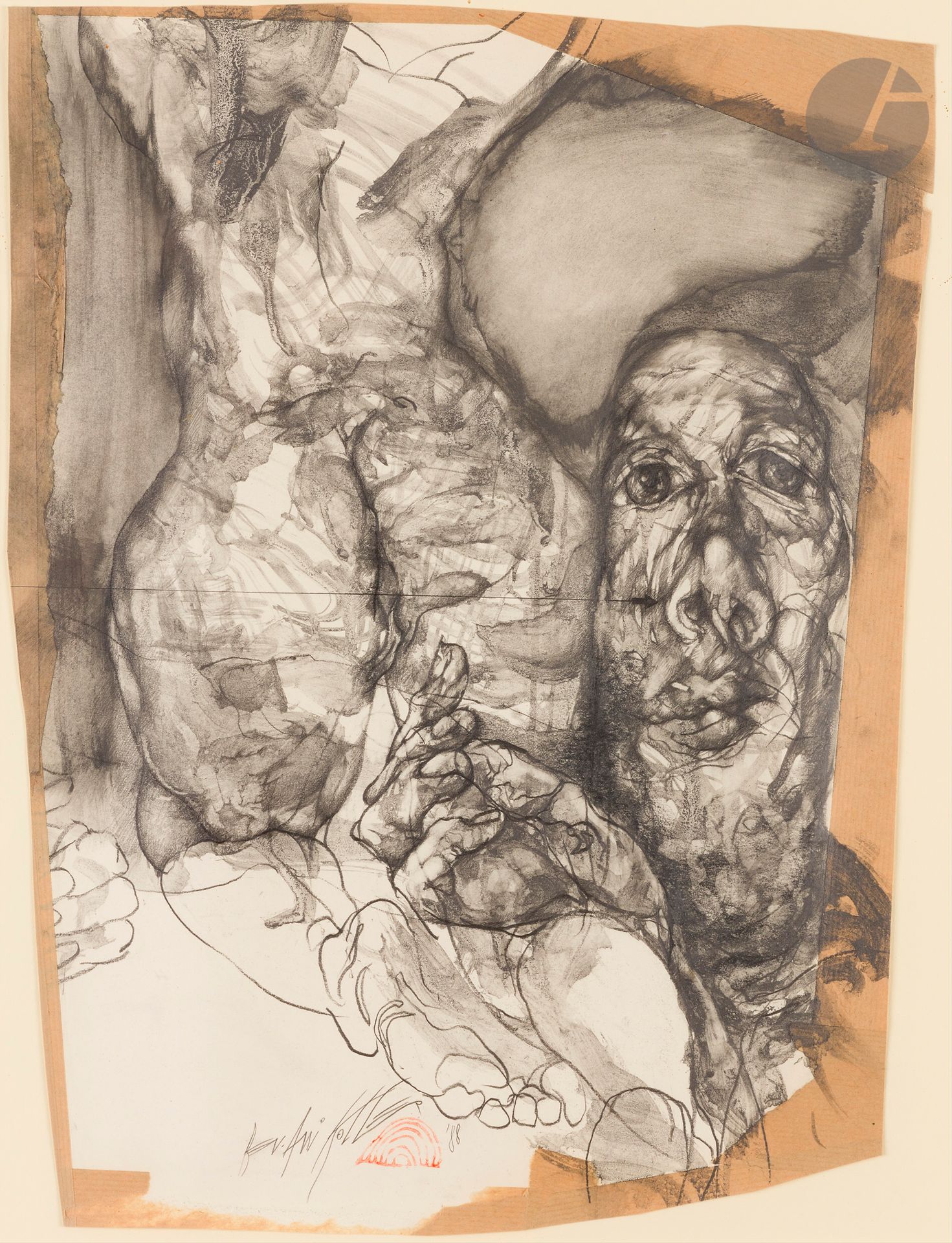 Ben-Ami KOLLER [roumain] (1948-2008)
Portrait au nu féminin, 1988
Technique mixte.
Signée et datée en pied.
50 x 37,5 cm

Provenance : : 
Galerie Gimaray, Paris.
