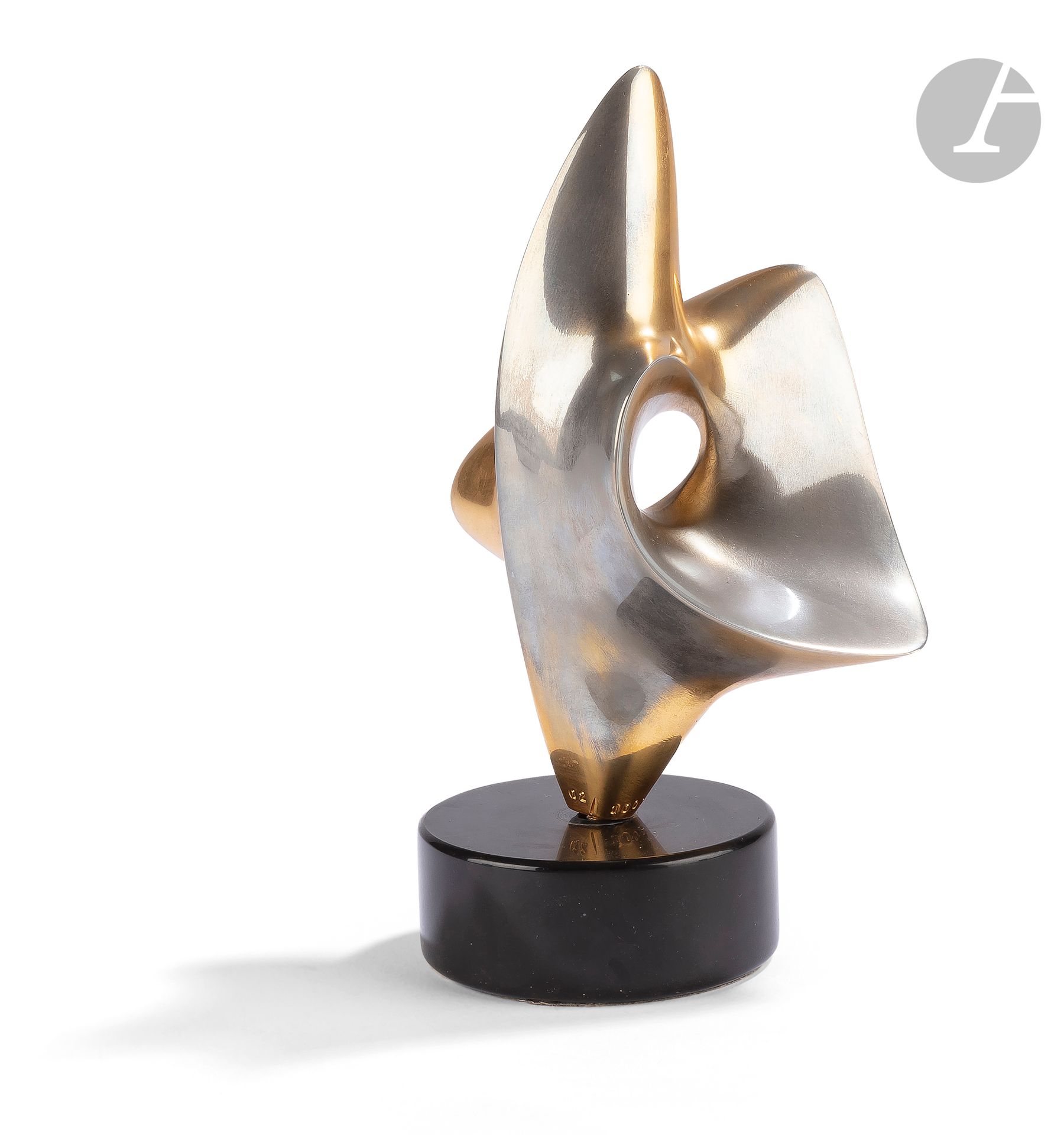 Antoine PONCET [Franco-Swiss] (born in 1928
)Composition.
Proof in gilded bronze.
Monogrammed and numbered on 1000.
height with base : 20 cm



