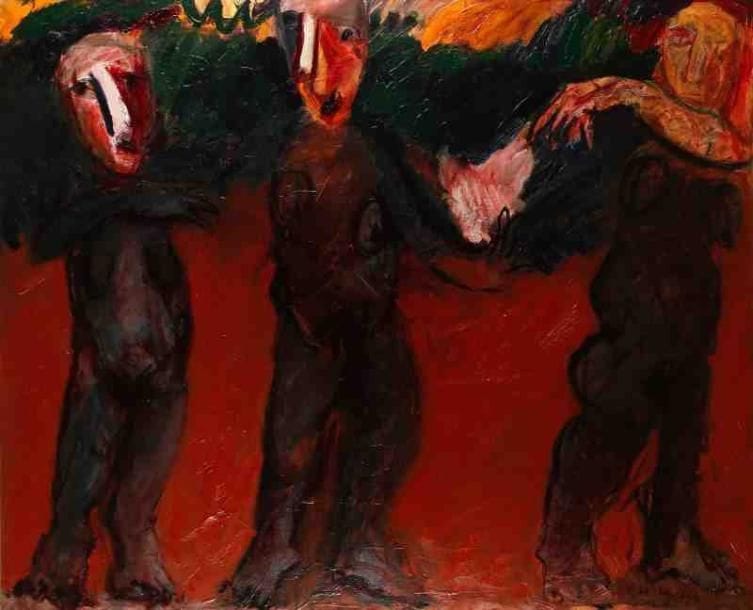 Henri Guibal (né en 1947)
Le mouchoir, 1989. Huile sur toile. Signée et datée en bas à droite. Signée, datée et titrée au dos. 140 x 160 cm