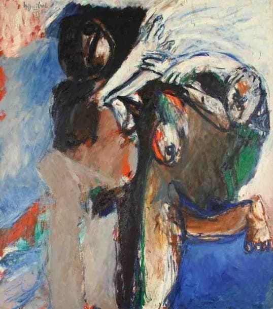 Henri Guibal (né en 1947)
Jeu d'eau, 1988. Huile sur toile. Signée et datée en bas à droite. Signée, datée et titrée au dos. 160 x 140 cm