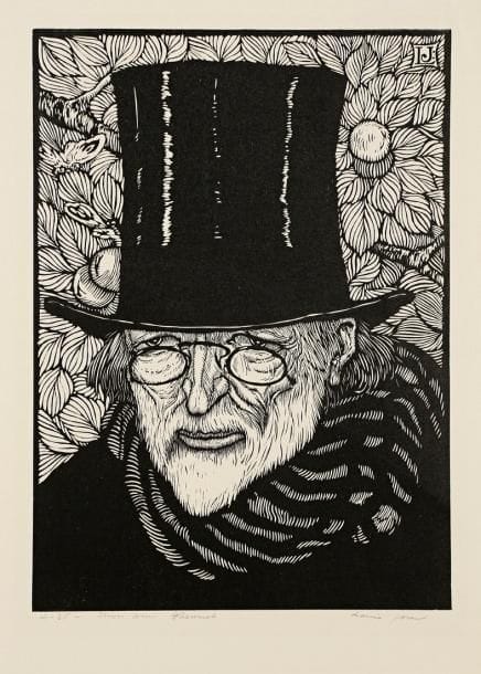Louis Jou (1881-1968)
Mon ami Theuriet. Vers 1925. Bois gravé. 250 x 350. I.F.F. 57-10. Très belle épreuve sur japon, numérotée, titrée et signée à la mine de plomb. Toutes marges. Tirage à 25 épreuves.