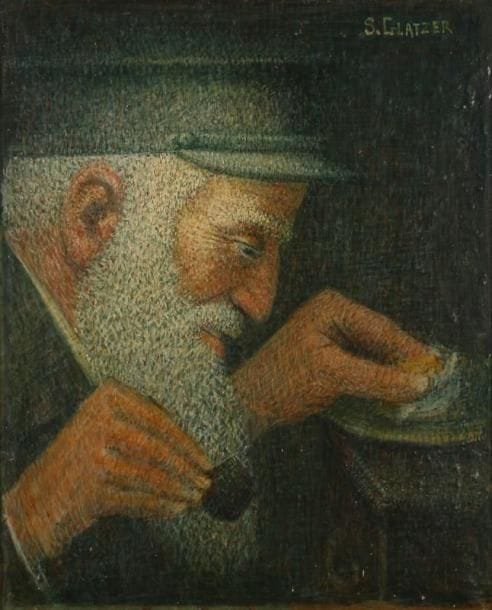 Simon GLATZER (1890-1945)
Le fumeur Huile sur toile. Signée en haut à droite et au dos. 46 x 38 cm