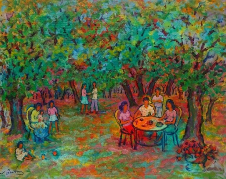 Nathan GUTMAN (1914-1990)
Parc animé Huile sur toile. Signée en bas à gauche. 65 x 81 cm