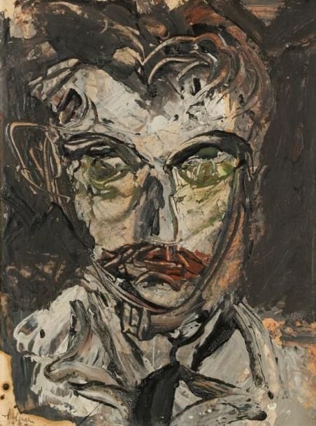 Stacha HALPERN (1919-1969)
Portrait d'homme, 1954 Huile sur carton contrecollé sur toile. Signée et datée en bas à gauche. 27 x 36 cm