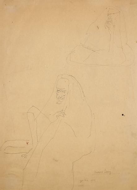 Moses LEVY (1885-1968)
Deux rabbins de Djerba, 1929 Encre. Signé, daté, situé en bas à droite. 42,5 x 31 cm