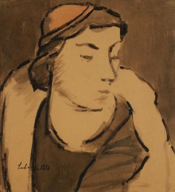 Ossip LUBITCH (1896-1990)
Femme de trois quarts tournée vers la droite, 1932. Encre de Chine, estompe et gouache sur papier. Signée en bas et à gauche et datée. 38 x 36 cm
