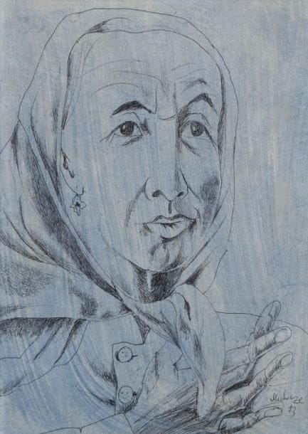 Grégoire MICHONZE (1902-1982)
Femme au foulard, 1973 Dessin à la mine de plomb sur fond au crayon de couleur sur papier. Signé et daté «73» en bas à droite. 30 x 22 cm