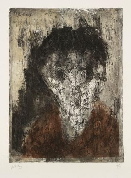 Zvy MILSHTEIN (né en 1934)
Portrait d'homme Aquatinte sur papier. Signée en bas à gauche et numérotée sur 15 en bas à droite. Petits trous dans la planche. On joint : deux aquatintes (Portrait de femme et Feuilles), non signées, non numérotées, annotées au dos. 39,5 x 30 cm