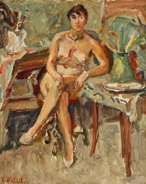 Vladimir NAIDITCH (1903-1980)
Nu assis Huile sur toile. Signée en bas à gauche. 61 x 50 cm Vente Briest, le 26 avril 1990. Collection Landau