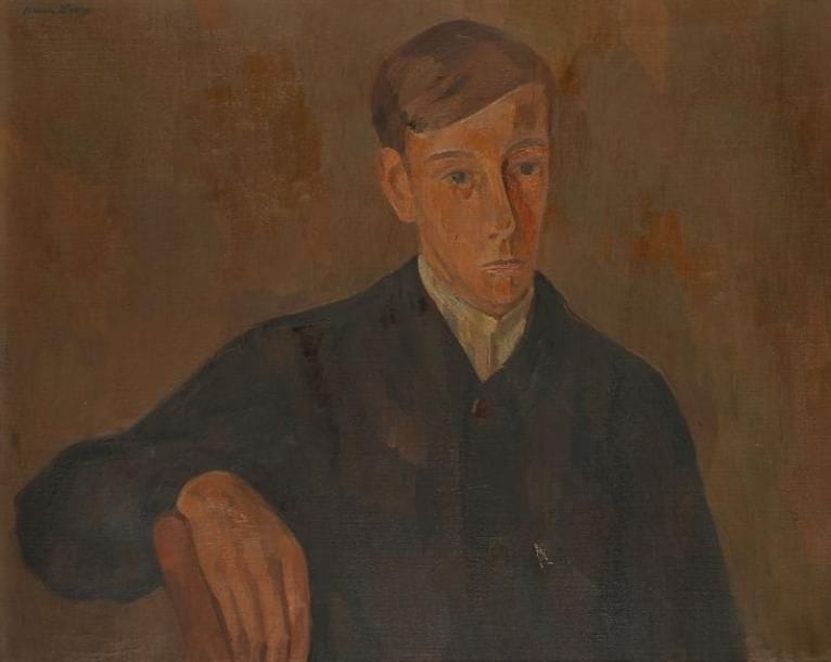 SIMON-LEVY (1886-1973)
Portrait de jeune homme Huile sur toile. Signée en haut à gauche. Contresignée deux fois au dos sur la toile et le châssis. Accident. 50 x 61 cm