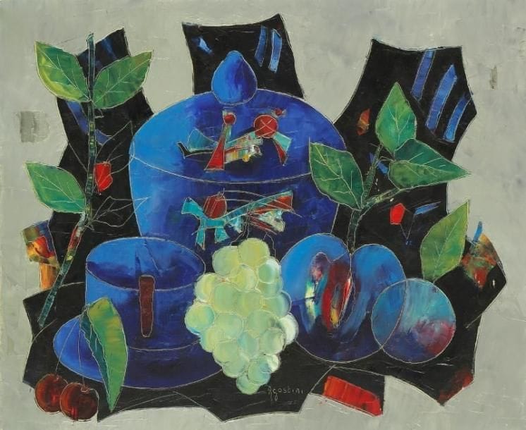 Tony AGOSTINI (1916-1990)
La Soupière bleue Huile sur toile. Signée en bas vers le milieu. 38 x 46 cm Galerie 65, Cannes, acquis en octobre 1961 par les parents de l'actuelle propriétaire