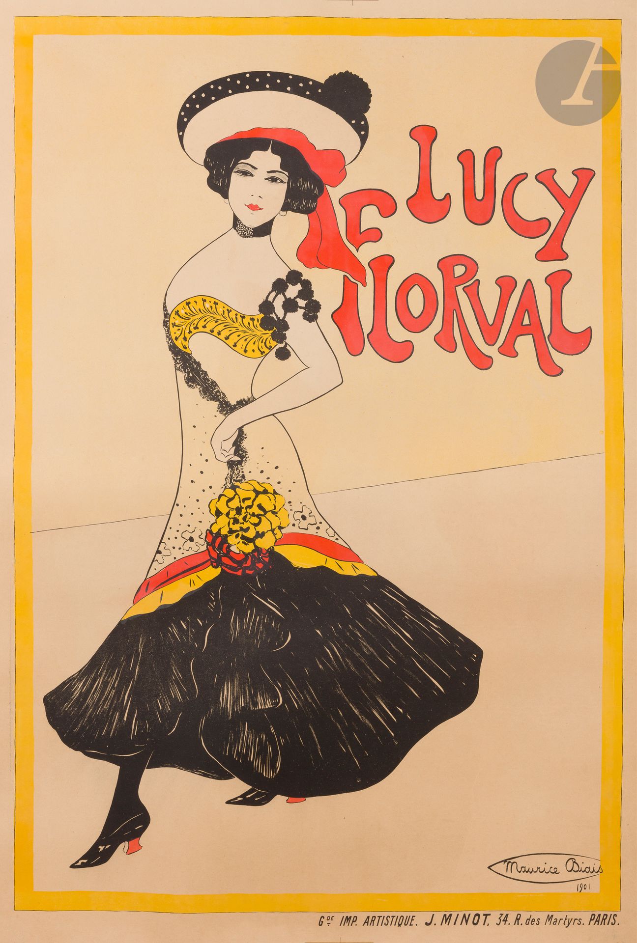Maurice BIAIS (1872-1926)
Lucy Florval, 1901
Chromolithographie. Entoilée.
Imp. J. Minot, 34 rue des Martyrs, Paris.
Signée et datée en bas à droite.
Rare.Très bon état.
119 x 80 cm
