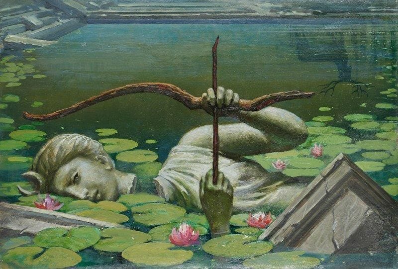 Paul MANTES (1921-2004)
Eros brisé Huile sur toile. Non signée. 50 x 73 cm
