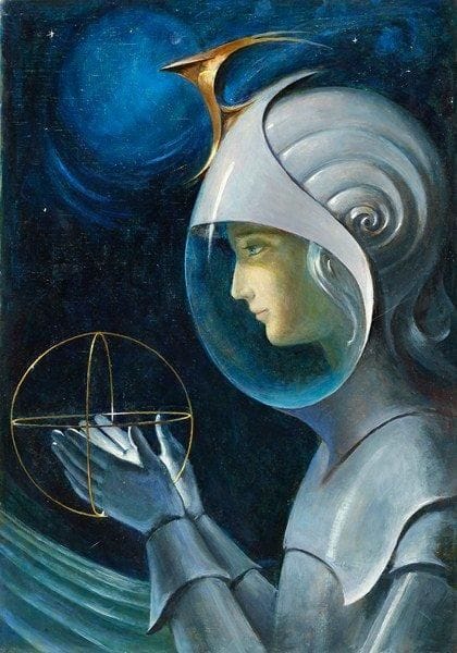 Paul MANTES (1921-2004)
Chevalier imaginaire Huile sur toile. Non signée. 65 x 46 cm