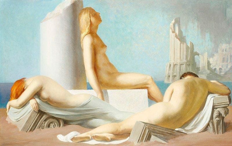 Paul MANTES (1921-2004)
Nus aux ruines Huile sur toile. Non signée. 73 x 116 cm