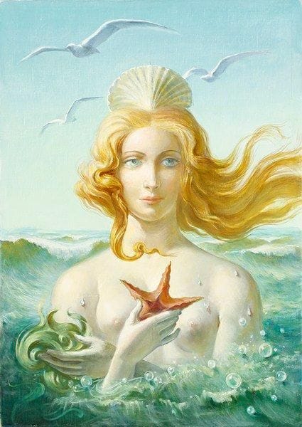 Paul MANTES (1921-2004)
Vénus à l'étoile de mer Huile sur toile. Non signée. 65 x 46 cm