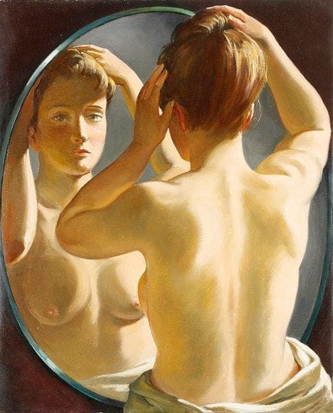 Paul MANTES (1921-2004)
Femme à sa toilette Huile sur toile. Non signée. Petits manques. 61 x 50 cm