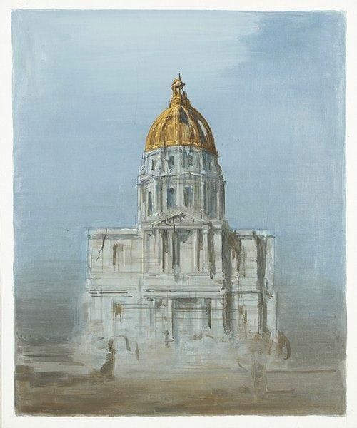Paul MANTES (1921-2004)
Paris détruit - Le Sacré Coeur Huile sur carton toilé. Non signée. 65 x 54 cm