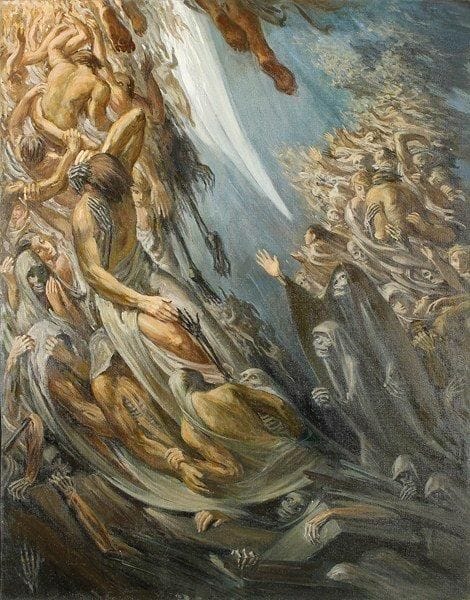 Paul MANTES (1921-2004)
Les limbes Huile sur toile. Non signée. 116 x 90 cm