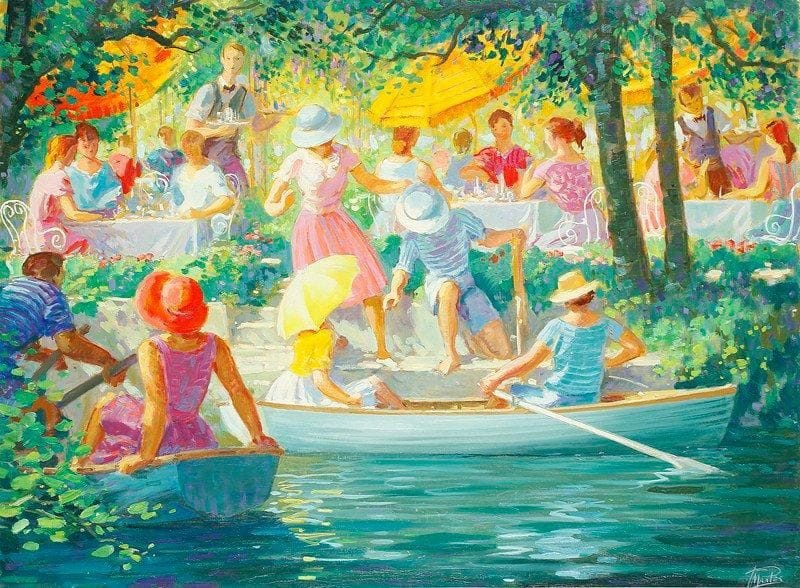 Paul MANTES (1921-2004)
La guinguette Huile sur toile. Signée en bas à droite. 73 x 100 cm