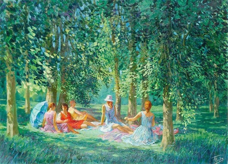 Paul MANTES (1921-2004)
Le déjeuner sur l'herbe Huile sur toile. Signée en bas à droite. 73 x 100 cm