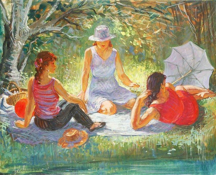 Paul MANTES (1921-2004)
Le déjeuner sur l'herbe Huile sur toile. Non signée. 64 x 81 cm