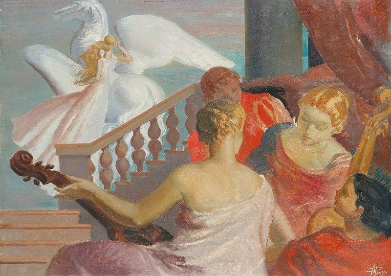 Paul MANTES (1921-2004)
Les musiciennes Huile sur toile. Signée en bas à droite. Griffures. 46 x 65 cm