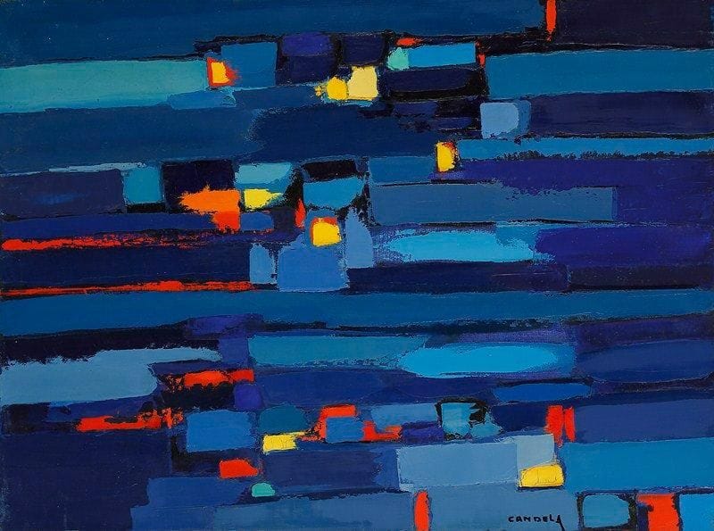 Claude CANDELA (1924-2001)
Paysage la nuit, 1984 Huile sur toile. Signée en bas à droite. Signée et datée au dos. 54 x 73 cm