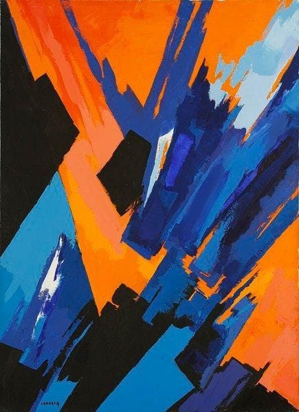 Claude CANDELA (1924-2001)
Ombre et soleil, 1990 Acrylique sur toile. Signée en bas à gauche. Signée, datée et titrée au dos. 100 x 73 cm Exposition: salon des indépendants, 1990.