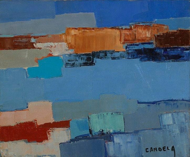 Claude CANDELA (1924-2001)
Bord de mer n°5, 1960 Huile sur toile. Signée en bas à droite. Signée, datée et titrée au dos. 22 x 27 cm