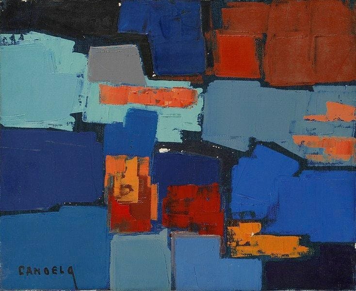 Claude CANDELA (1924-2001)
Bord de mer n°8, 1961 Huile sur toile. Signée en bas à gauche. Datée et titrée au dos. Petits manques. 22 x 27 cm
