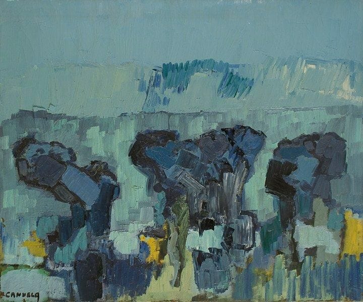 Claude CANDELA (1924-2001)
Les saules, 1952 Huile sur toile. Signée en bas à gauche. Signée, datée et titrée au dos. 54 x 65 cm