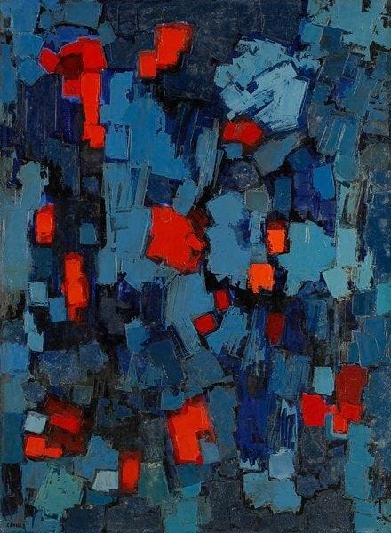 Claude CANDELA (1924-2001)
La nuit paysage n°4, 1968 Huile sur toile. Signée en bas à gauche. Signée, datée et titrée au dos. Taches. 100 x 73 cm