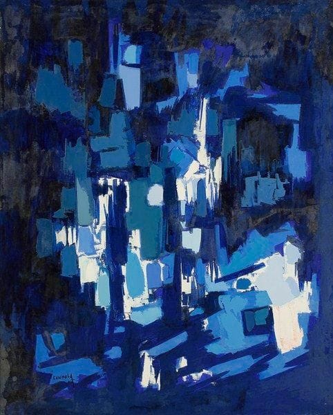 Claude CANDELA (1924-2001)
La nuit la ville n°17, 1968 Huile sur toile. Signée en bas à gauche. Signée, datée et titrée au dos. 100 x 81 cm