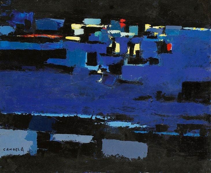 Claude CANDELA (1924-2001)
La nuit, 1969 Huile sur toile. Signée en bas à gauche. Signée, datée et titrée au dos. 50 x 61 cm
