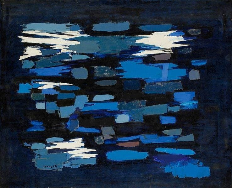 Claude CANDELA (1924-2001)
La nuit, 1972 Huile sur isorel. Signée en bas à gauche. Signée, datée et titrée au dos. 81 x 100 cm