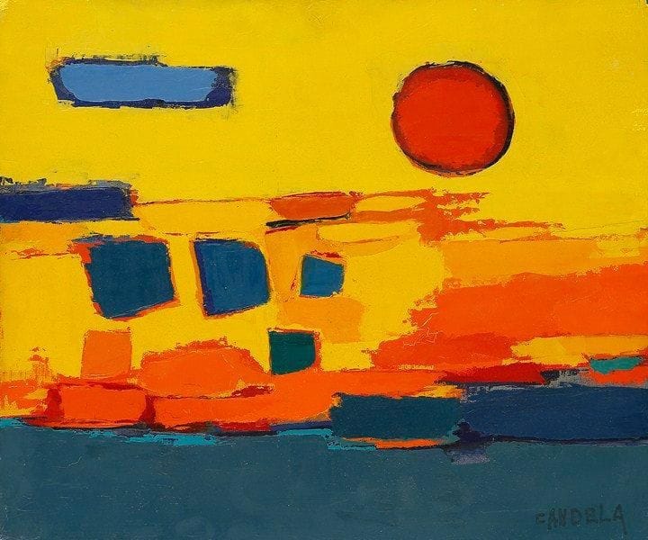 Claude CANDELA (1924-2001)
Paysage estival, 1974 Huile sur toile. Signée en bas à droite. Signée et datée au dos. 46 x 55 cm