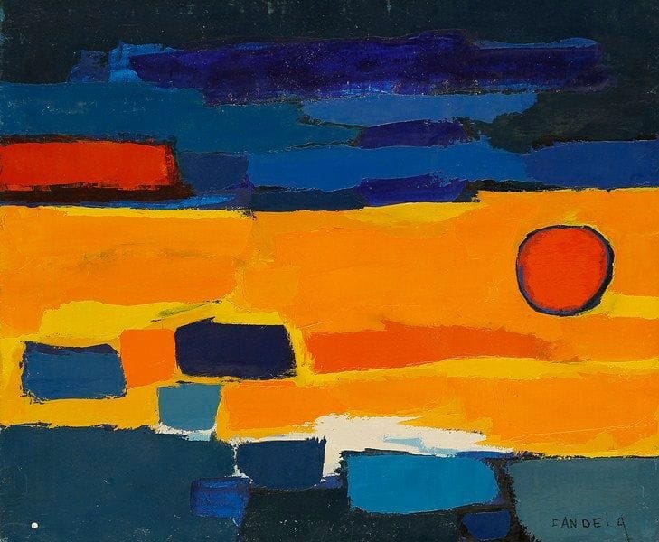 Claude CANDELA (1924-2001)
La nuit la mer n°25, vers 1974 Huile sur toile. Signée en bas à droite. Signée et titrée au dos. 46 x 55 cm